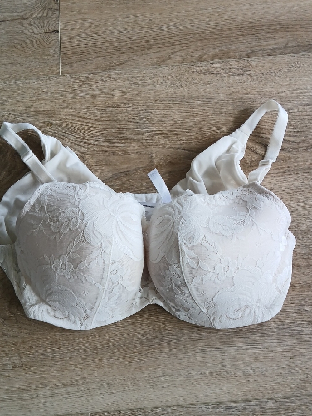 torrid Curve 40d White Lace Underwire Bra with Floral Overlay